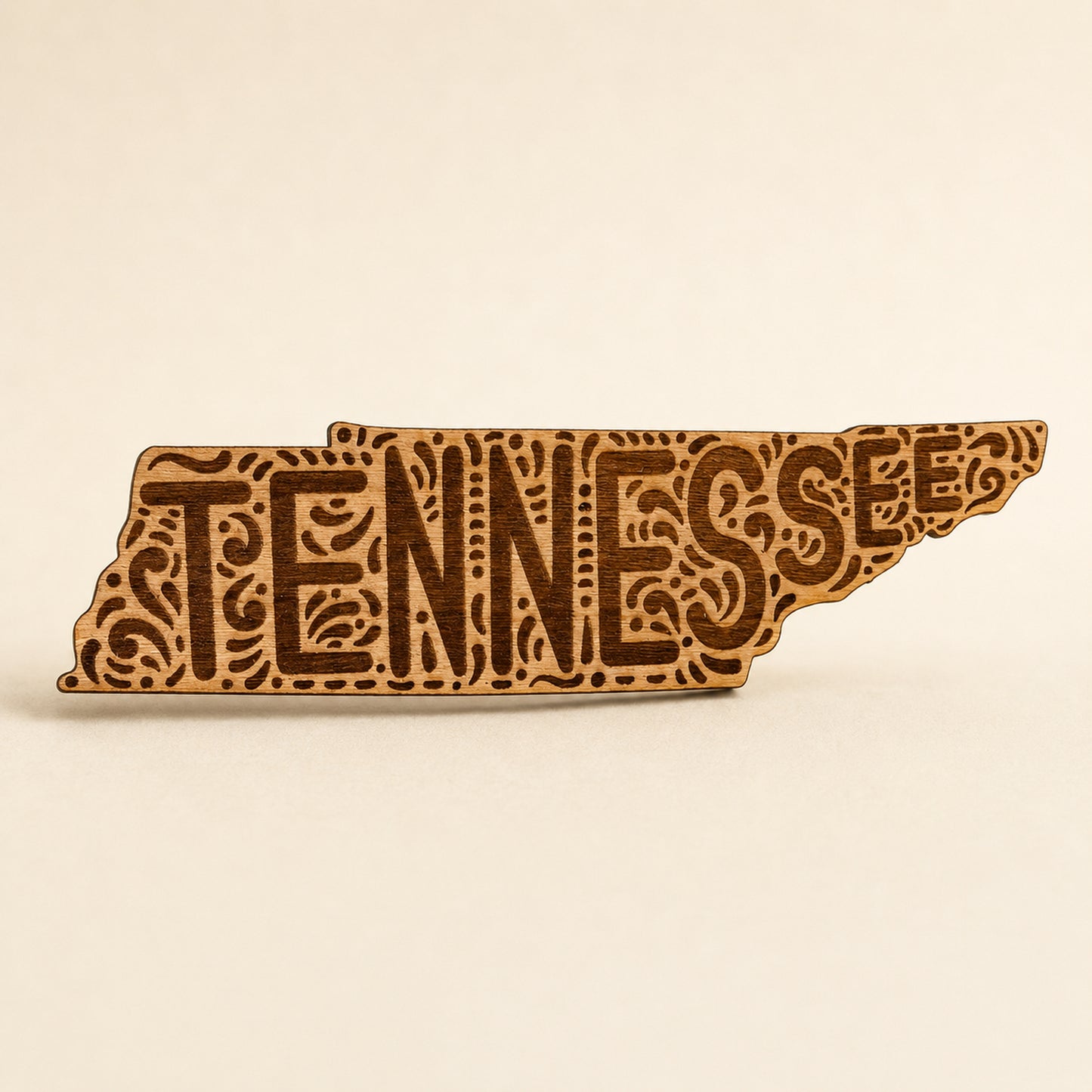 Ornate Cherry Wood Tennessee Magnet