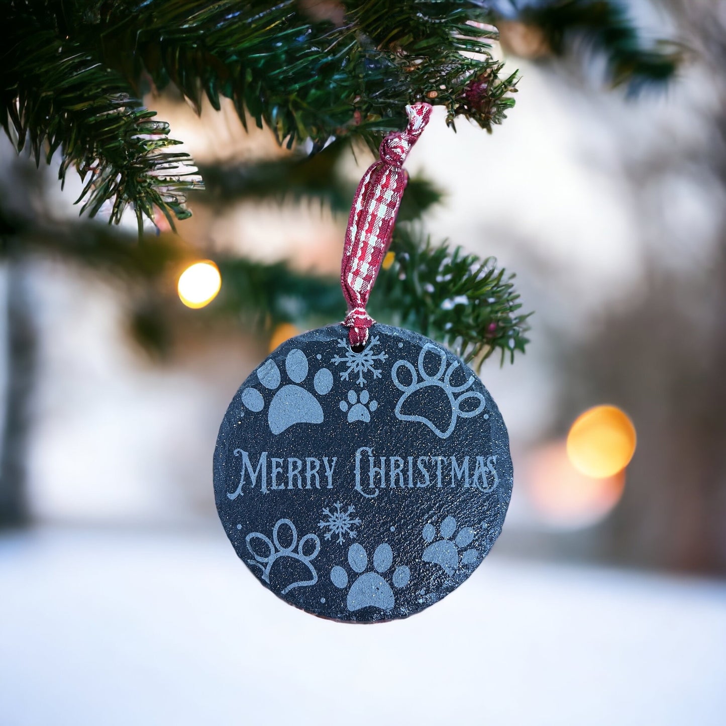 Merry Christmas with Puppy Paws Ornament