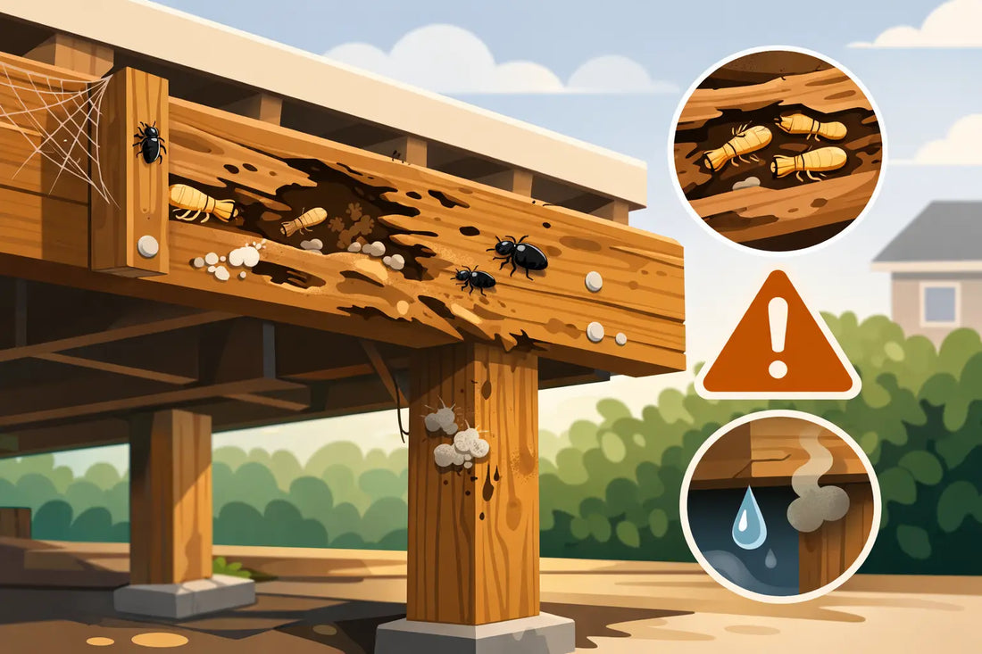 Deck Beam Infestation Example and Warning Signs