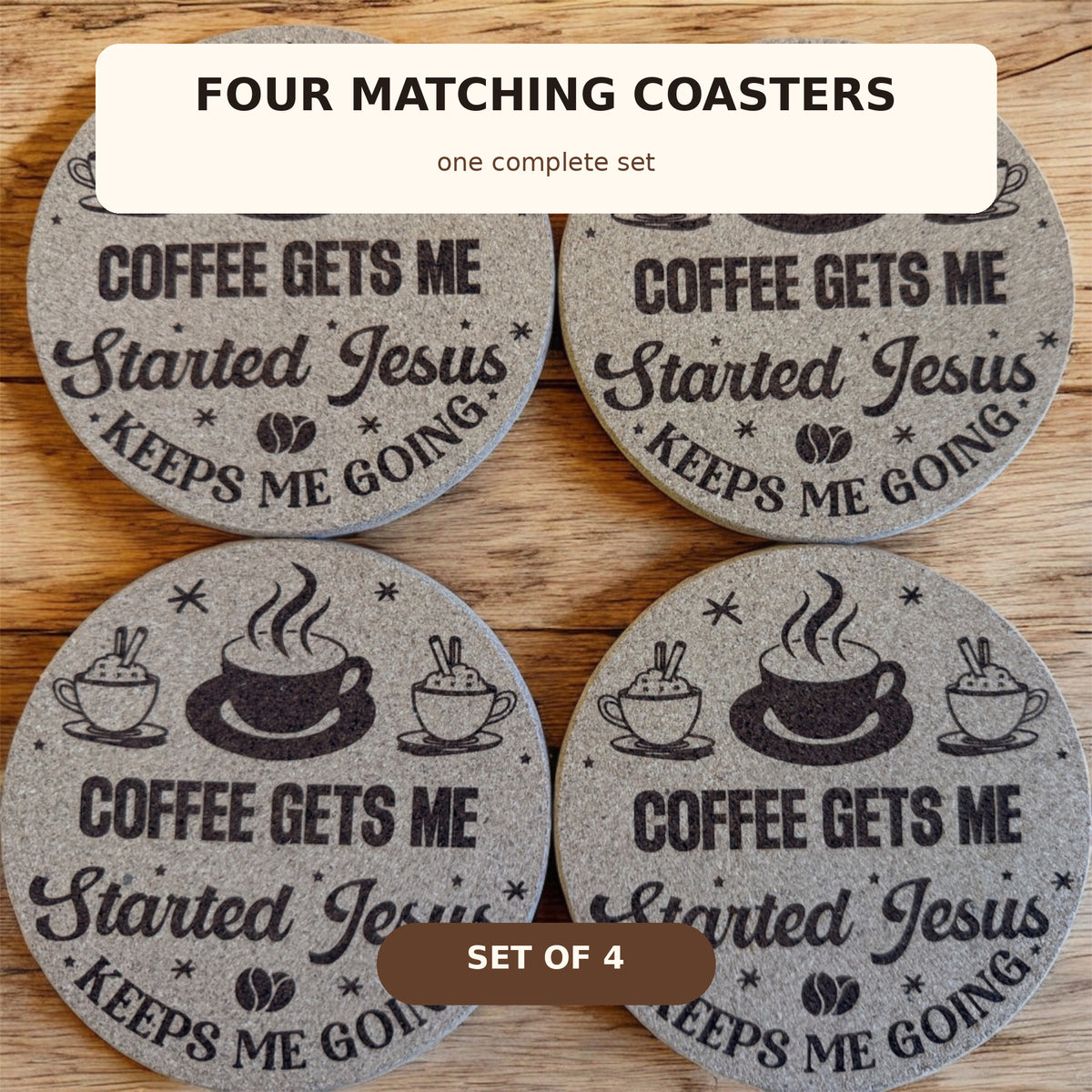 Coffee Gets Me Started Cork Coaster