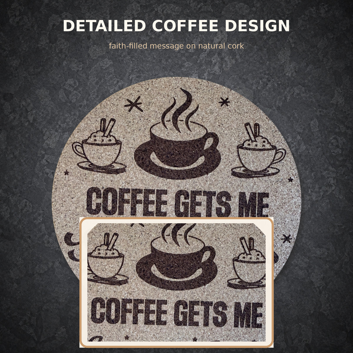Coffee Gets Me Started Cork Coaster