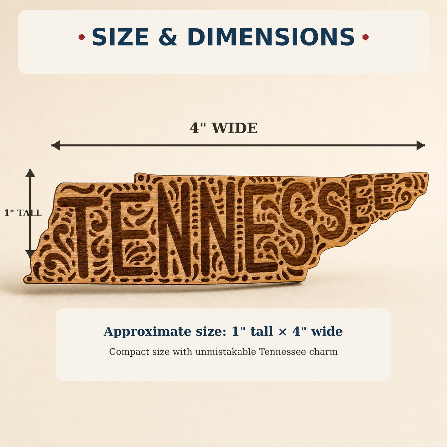 Ornate Cherry Wood Tennessee Magnet