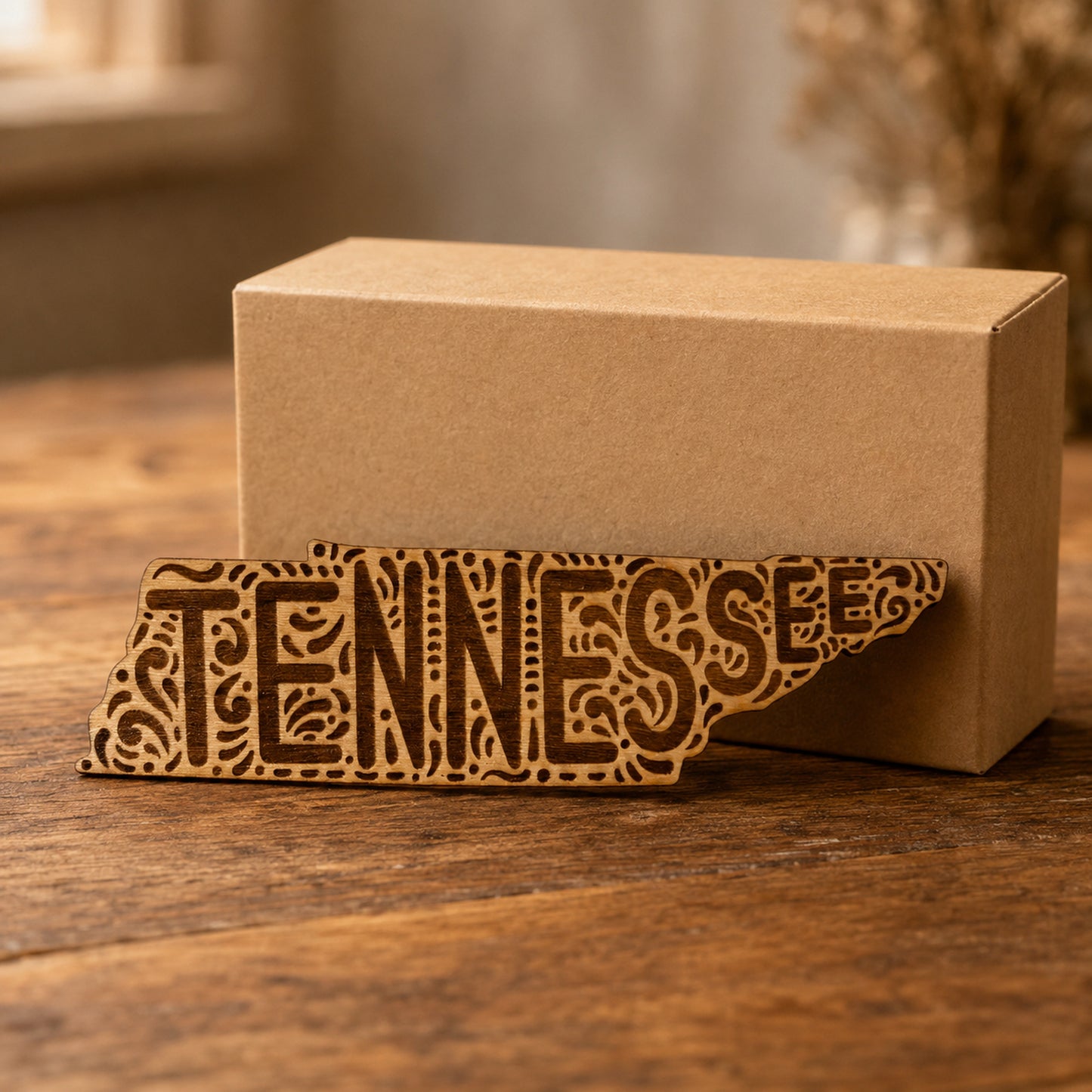 Ornate Cherry Wood Tennessee Magnet