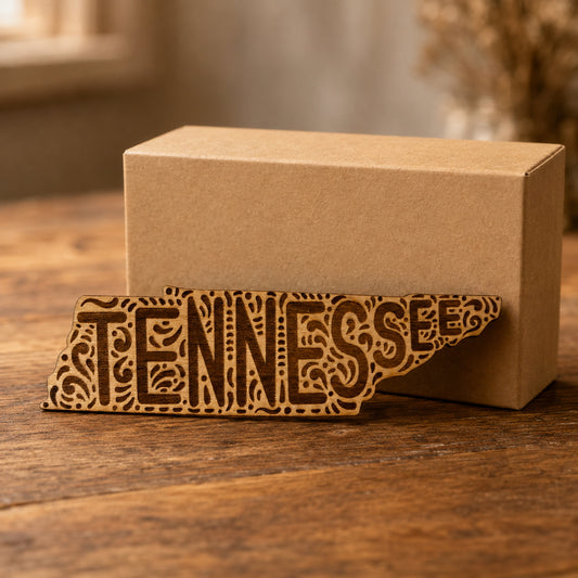Ornate Cherry Wood Tennessee Magnet