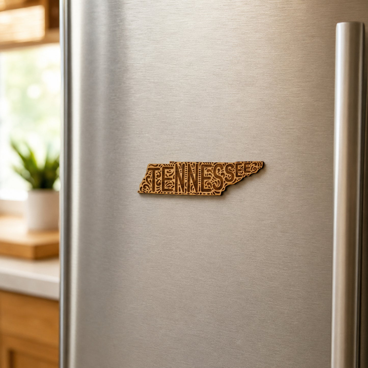 Ornate Cherry Wood Tennessee Magnet
