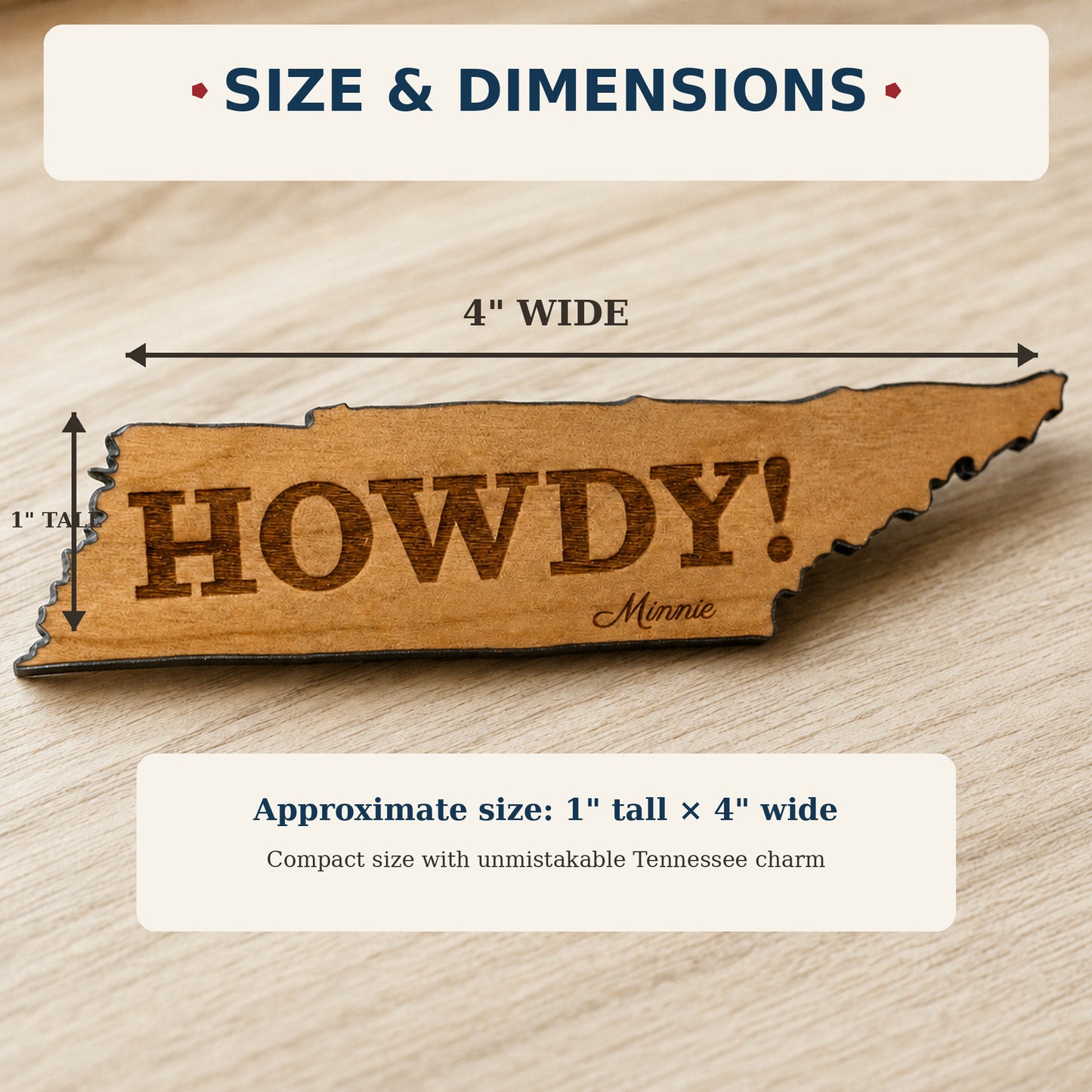 Tennessee Howdy Magnet – Solid Cherry Wood