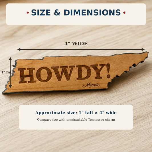 Tennessee Howdy Magnet – Solid Cherry Wood