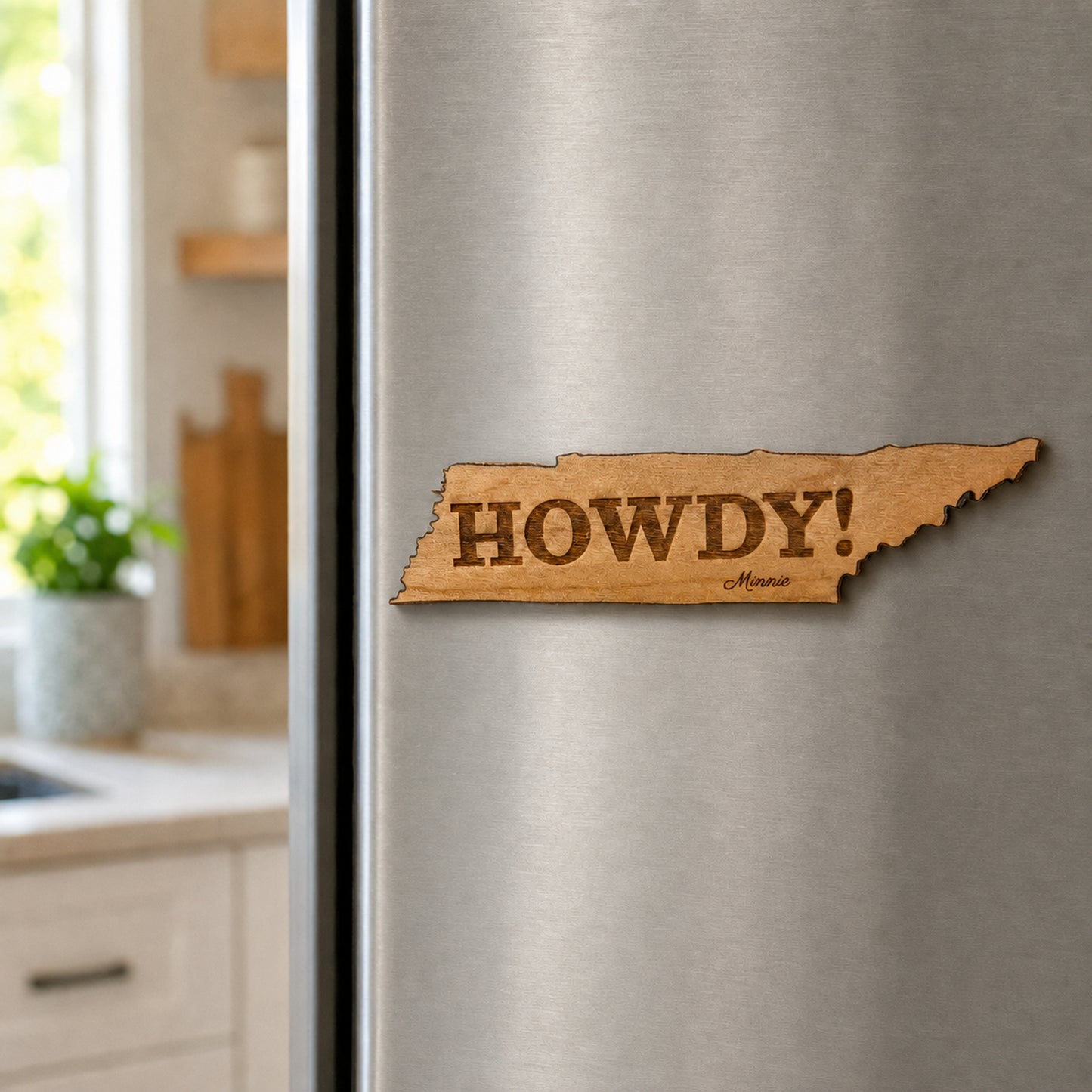 Tennessee Howdy Magnet – Solid Cherry Wood
