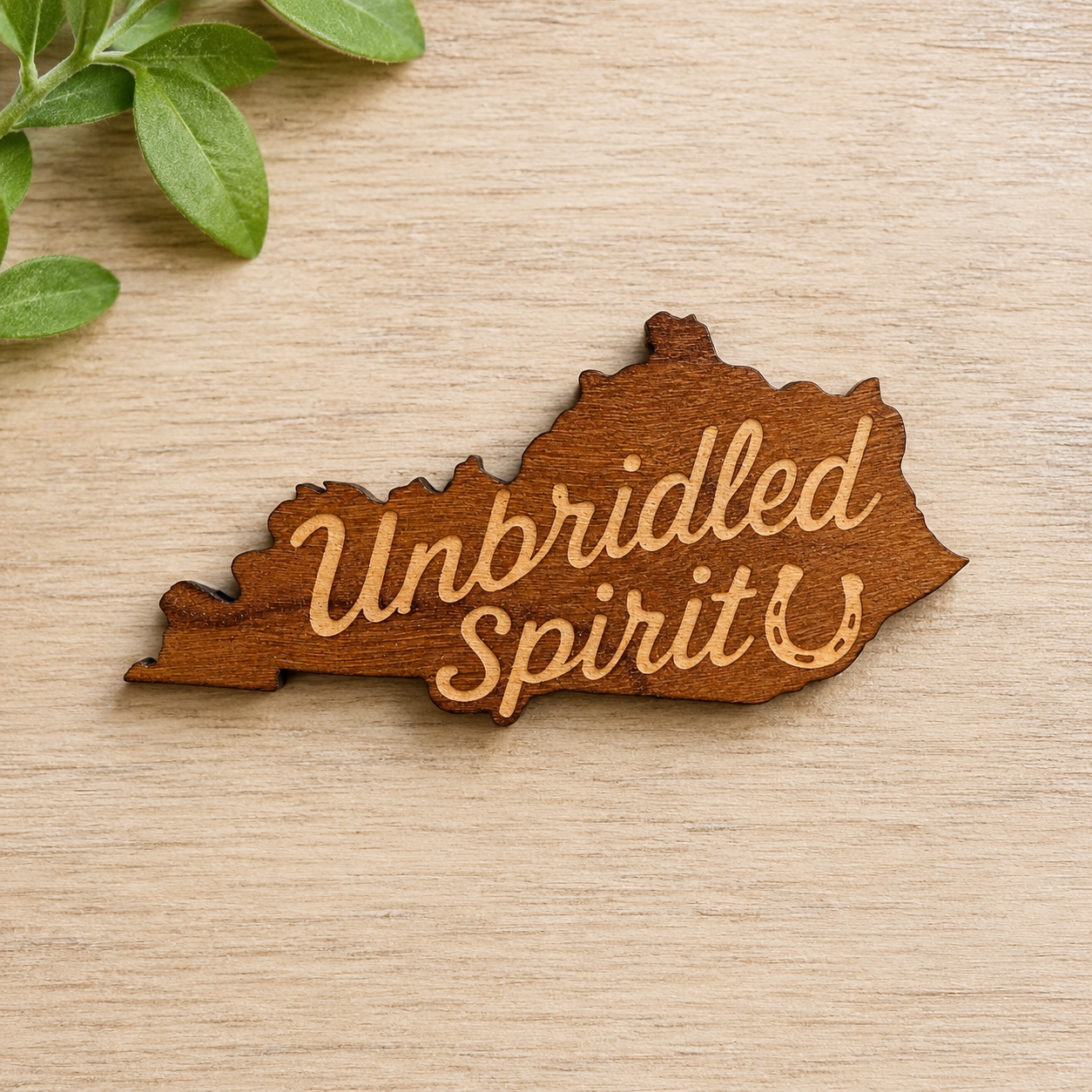 Kentucky “Unbridled Spirit” Cherry Wood Magnet