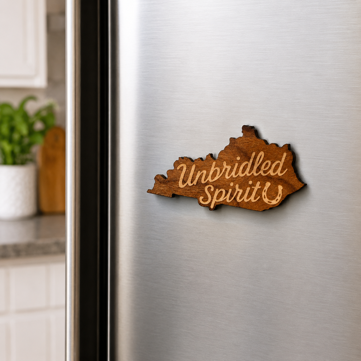 Kentucky “Unbridled Spirit” Cherry Wood Magnet