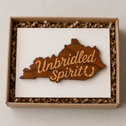 Kentucky “Unbridled Spirit” Cherry Wood Magnet